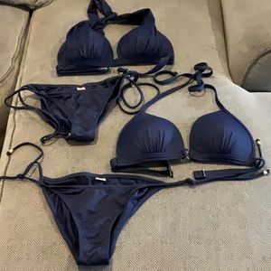 MIX N MATCH!! Venus Navy Blue String Bikini Tops Sz D & Bottoms Sz 6